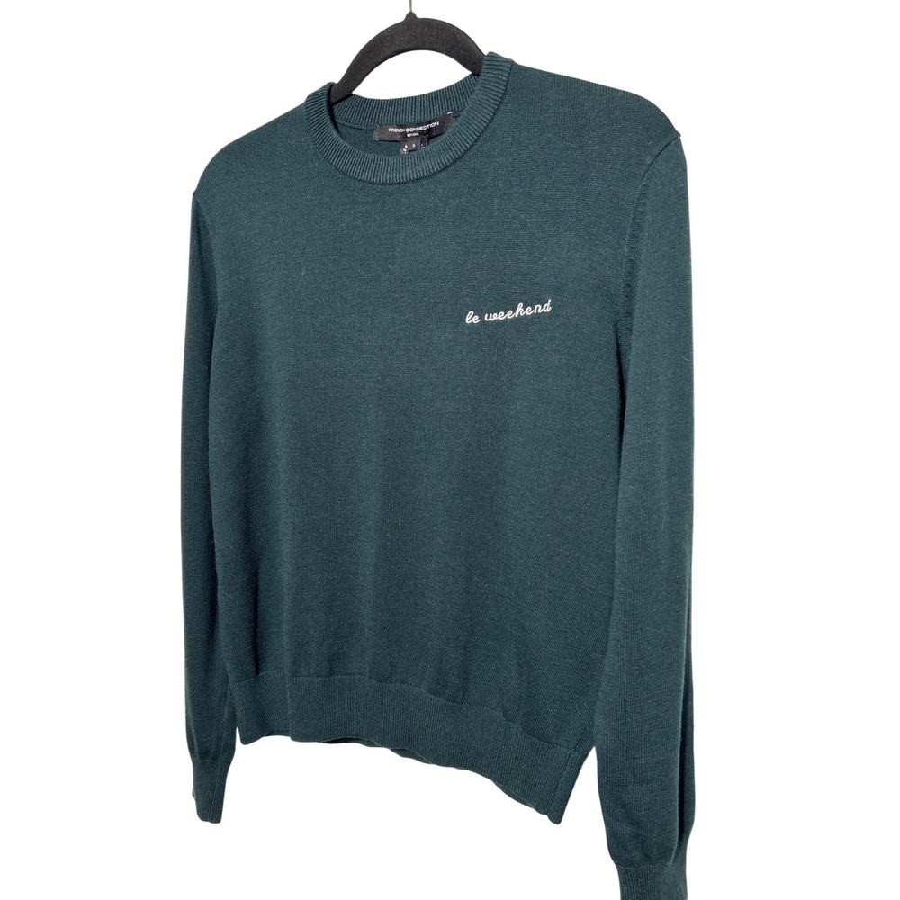 FRENCH CONNECTION Cash Blend Logo Jumper Forrest Green Le Weekend Size Small NWT